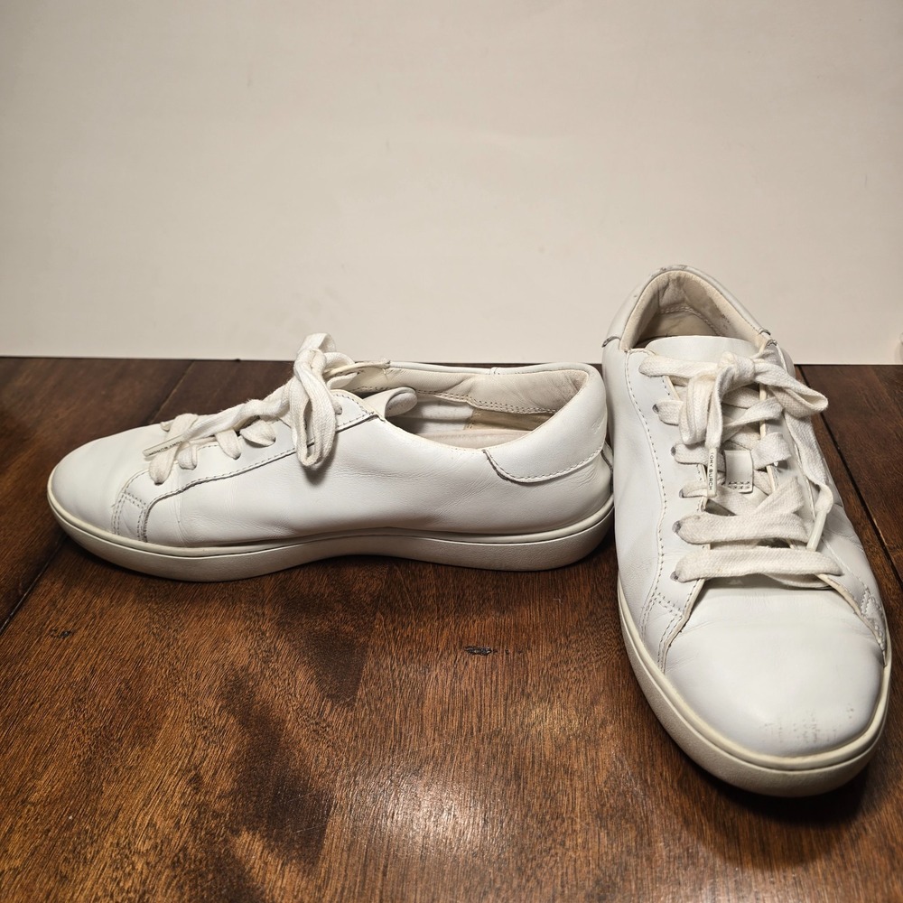 Tory Burch Women's Double T Howell Court Sneakers Size 8.5 M Shoes White Leather - Picture 9 of 16